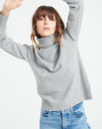 LILLY 22 Cashmere turtleneck sweater with raglan sleeves, light grey