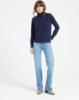 LILLY 22 Cashmere turtleneck sweater with raglan sleeves navy blue