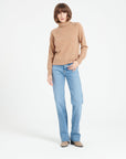 LILLY 22 Cashmere turtleneck sweater with camel raglan sleeves