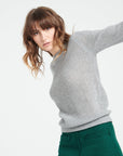 LILLY 23 Round-neck cashmere pointelle sweater light grey