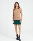 LILLY 23 Round-neck cashmere pointelle sweater in camel