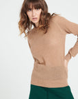 LILLY 23 Round-neck cashmere pointelle sweater in camel