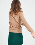 LILLY 23 Round-neck cashmere pointelle sweater in camel