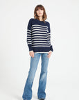 LILLY 24 Round-neck cashmere sweater with two-tone stripes