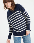 LILLY 24 Round-neck cashmere sweater with two-tone stripes