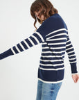 LILLY 24 Round-neck cashmere sweater with two-tone stripes