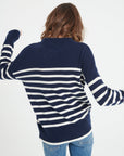 LILLY 24 Round-neck cashmere sweater with two-tone stripes