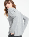 LILLY 25 Round-neck cashmere sweater light grey