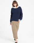 LILLY 25 Round-neck cashmere sweater navy blue