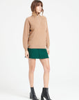 LILLY 28 Camel cashmere rib-knit zip-up funnel-neck sweater