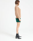 LILLY 28 Camel cashmere rib-knit zip-up funnel-neck sweater