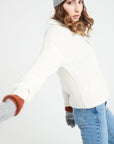 LILLY 28 Ecru White Cashmere rib-knit zip-up funnel neck sweater