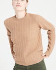 LILLY 29 4-thread cashmere cable-knit round-neck sweater camel