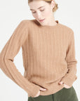 LILLY 29 4-thread cashmere cable-knit round-neck sweater camel