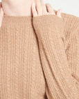 LILLY 29 4-thread cashmere cable-knit round-neck sweater camel