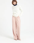 LILLY 29 4-thread cashmere cable-knit round-neck sweater ecru white