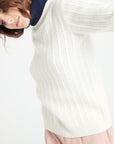 LILLY 29 4-thread cashmere cable-knit round-neck sweater ecru white