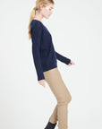 LILLY 31 Cashmere V-neck pointelle sweater navy blue