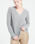 LILLY 31 Cashmere V-neck pointelle sweater light grey