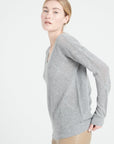 LILLY 31 Cashmere V-neck pointelle sweater light grey