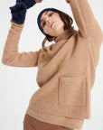 LILLY 32 Round-neck cashmere sweater in camel 4-thread cashmere ribbing