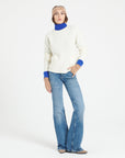 LILLY 32 Round-neck cashmere sweater in off-white English ribbing