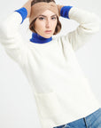 LILLY 32 Round-neck cashmere sweater in off-white English ribbing