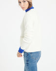 LILLY 32 Round-neck cashmere sweater in off-white English ribbing