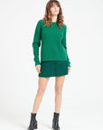 LILLY 32 Round-neck cashmere sweater in emerald green 4-thread-count English ribbing