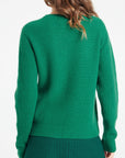 LILLY 32 Round-neck cashmere sweater in emerald green 4-thread-count English ribbing