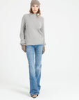 MIA 1 Cashmere rib knit stand-up collar sweater light grey