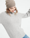 MIA 1 Cashmere rib knit stand-up collar sweater light grey