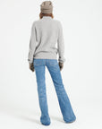 MIA 1 Cashmere rib knit stand-up collar sweater light grey