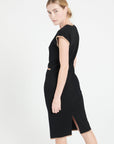 MIA 2 V-neck cashmere midi dress in black milano knit