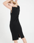 MIA 2 V-neck cashmere midi dress in black milano knit