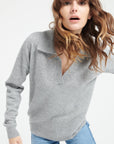 MIA 3 Long-sleeved polo shirt in light grey cashmere