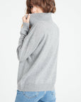 MIA 3 Long-sleeved polo shirt in light grey cashmere