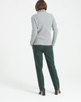 MIA 4 Light grey ribbed cashmere zip-up sweater with falbala collar