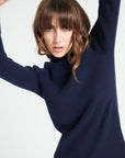 MIA 5 Cashmere rib knit turtleneck sweater navy blue