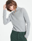 MIA 5 Cashmere ribbed turtleneck sweater light grey