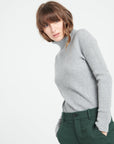 MIA 5 Cashmere ribbed turtleneck sweater light grey