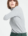 MIA 5 Cashmere ribbed turtleneck sweater light grey