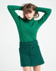 MIA 5 Emerald green ribbed cashmere turtleneck sweater