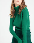 MIA 5 Emerald green ribbed cashmere turtleneck sweater