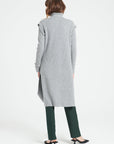 MIA 6 Long sleeveless cashmere ribbed cardigan light grey