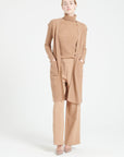 MIA 6 Long sleeveless camel cashmere ribbed cardigan