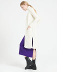 MIA 6 Long sleeveless cashmere rib knit cardigan ecru white