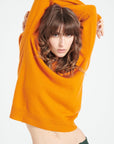 MIA 7 Pumpkin orange cashmere V-neck sweater