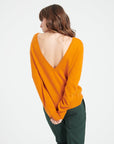 MIA 7 Pumpkin orange cashmere V-neck sweater