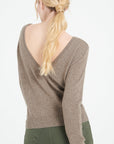 MIA 7 Taupe cashmere V-neck sweater